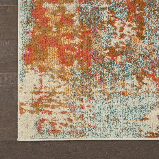 Ivory Red and Pink Abstract Distressed Non Skid Area Rug Photo 8