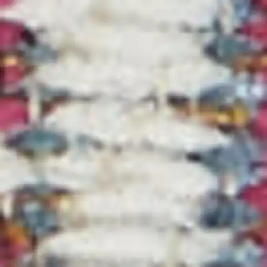 Ivory Red and Yellow Damask Distressed Area Rug Photo 1