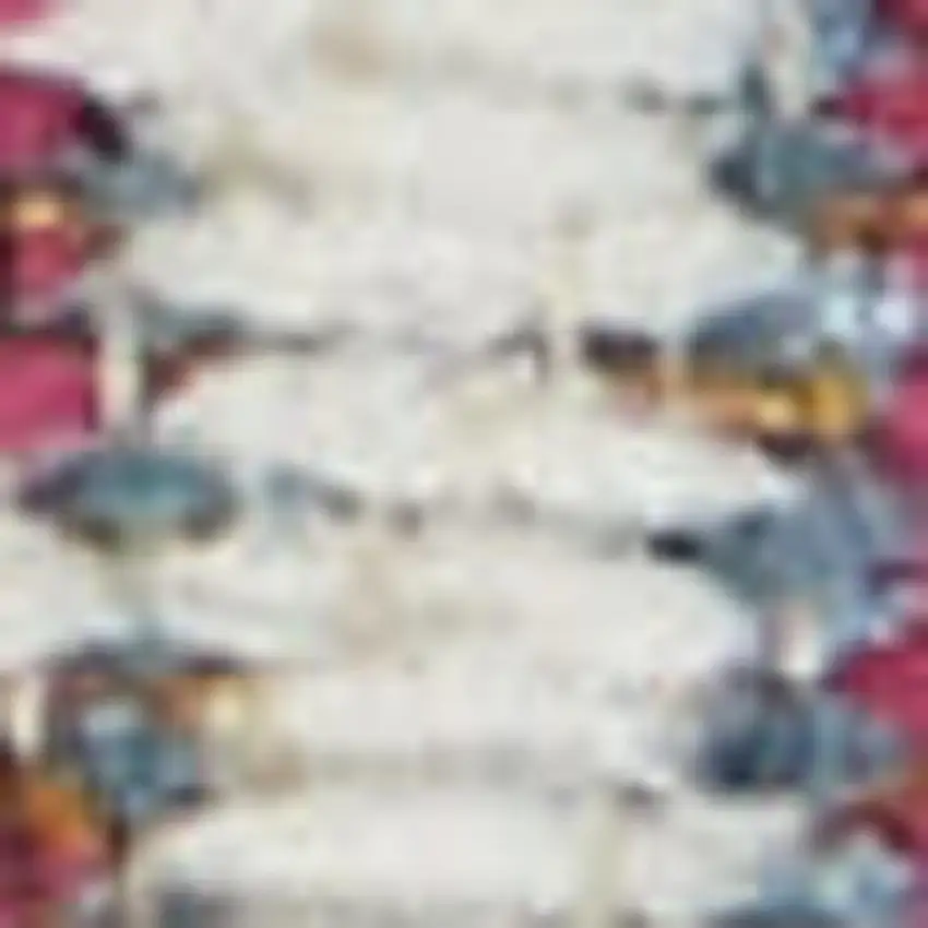 Ivory Red and Yellow Damask Distressed Area Rug Photo 1