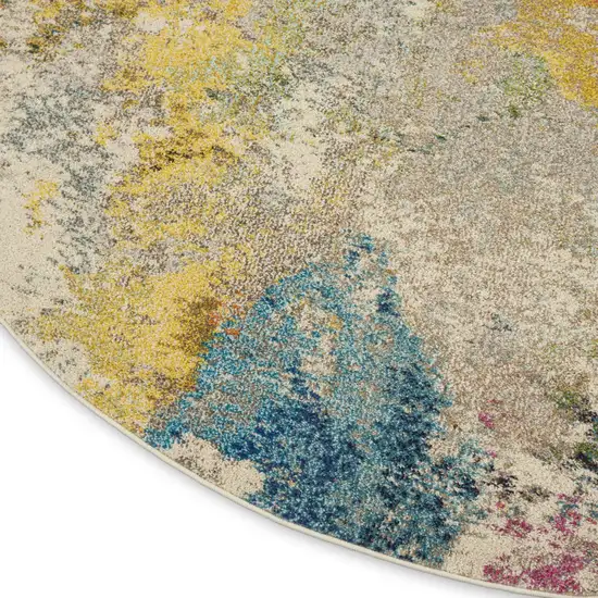 8' X 8' Ivory Round Abstract Power Loom Non Skid Area Rug Photo 9