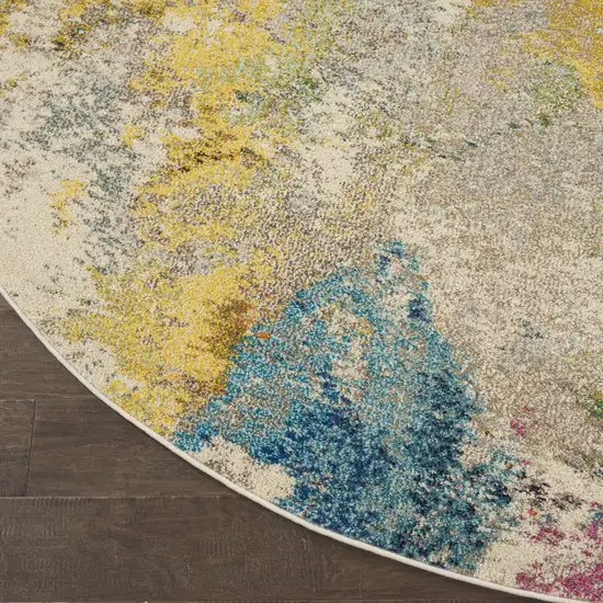 8' X 8' Ivory Round Abstract Power Loom Non Skid Area Rug Photo 8