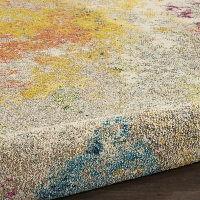 8' X 8' Ivory Round Abstract Power Loom Non Skid Area Rug Photo 8