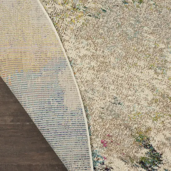 8' X 8' Ivory Round Abstract Power Loom Non Skid Area Rug Photo 7