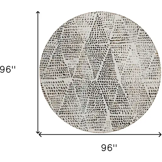 Ivory Round Geometric Washable Non Skid Indoor Outdoor Area Rug Photo 3