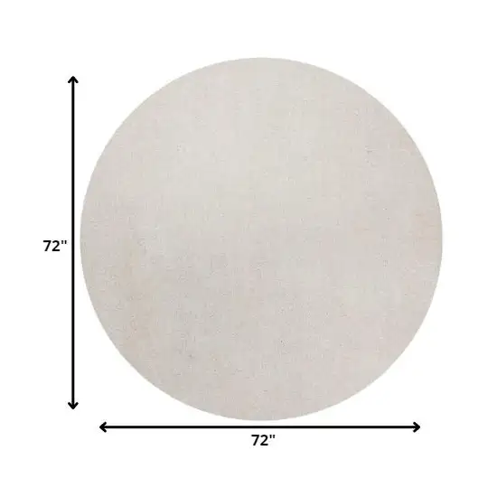 6' Ivory Round Indoor Shag Rug Photo 6
