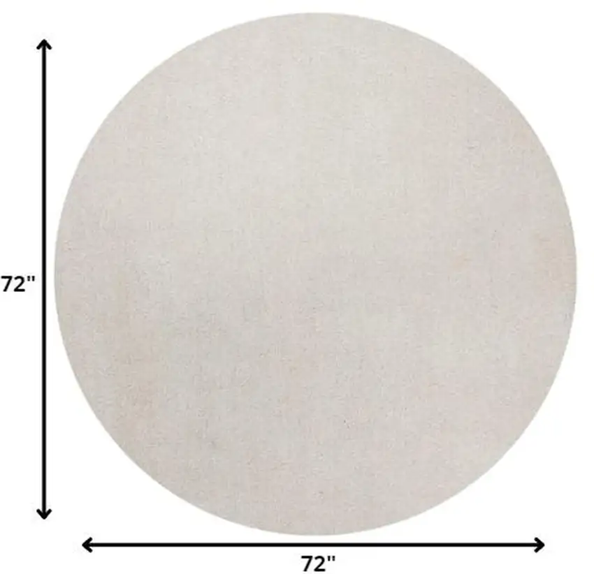 6' Ivory Round Indoor Shag Rug Photo 6