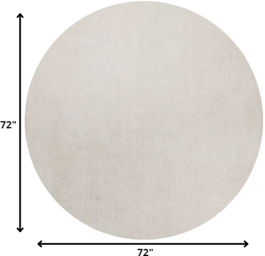 Ivory Round Indoor Shag Rug Photo 2