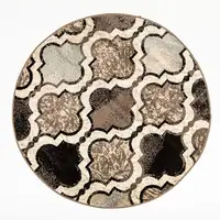 Photo of Ivory Round Quatrefoil Power Loom Distressed Stain Resistant Area Rug