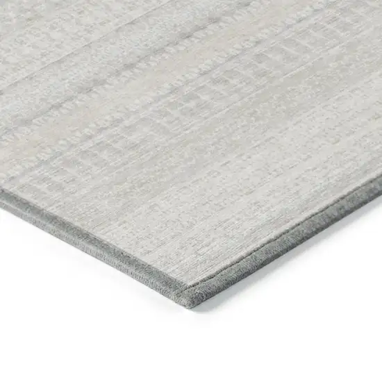 Ivory Round Striped Washable Non Skid Indoor Outdoor Area Rug Photo 5