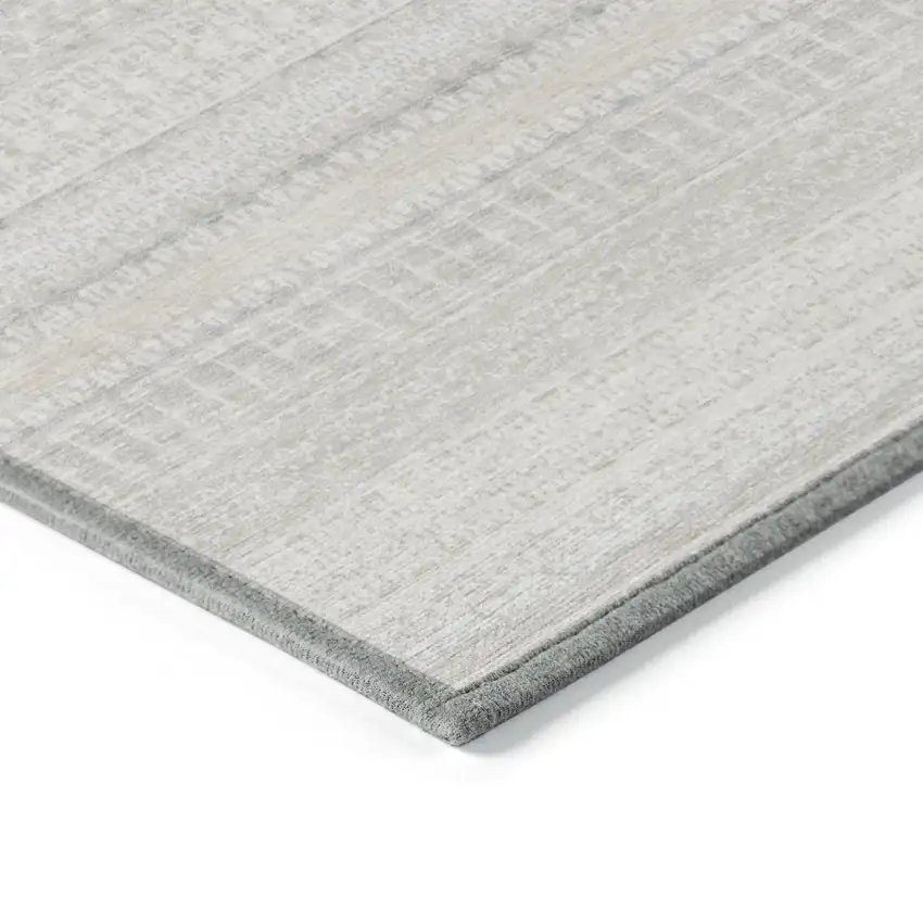 Ivory Round Striped Washable Non Skid Indoor Outdoor Area Rug Photo 5