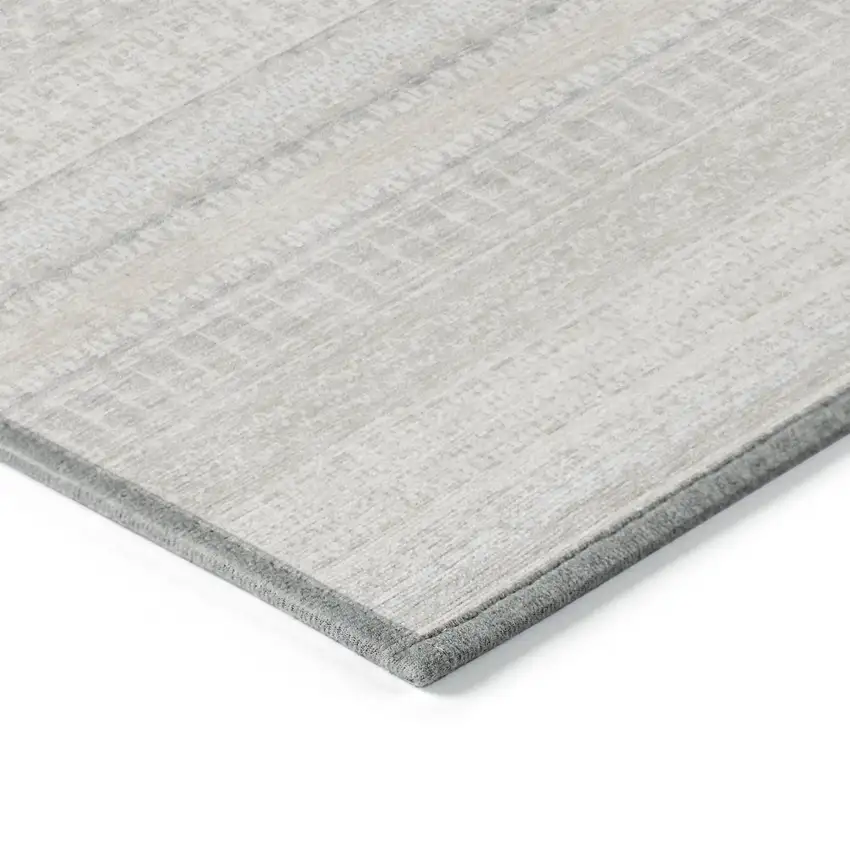 Ivory Round Striped Washable Non Skid Indoor Outdoor Area Rug Photo 5
