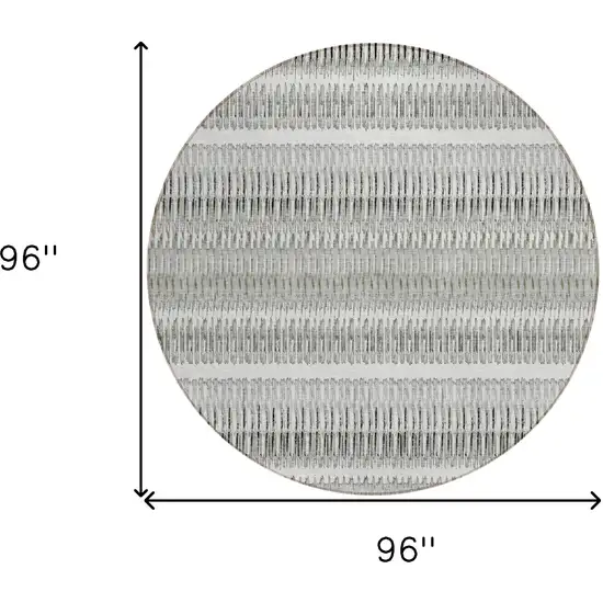 8' Ivory Gray And Taupe Round Striped Washable Indoor Outdoor Area Rug Photo 3