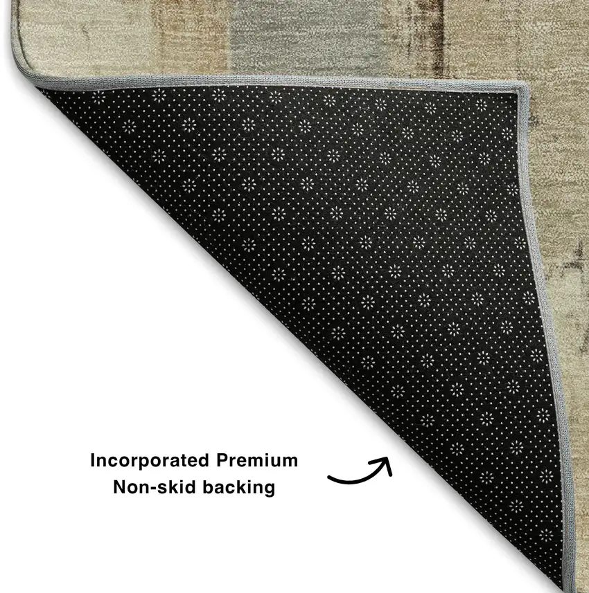 Ivory Rust And Beige Abstract Washable Area Rug With UV Protection Photo 7