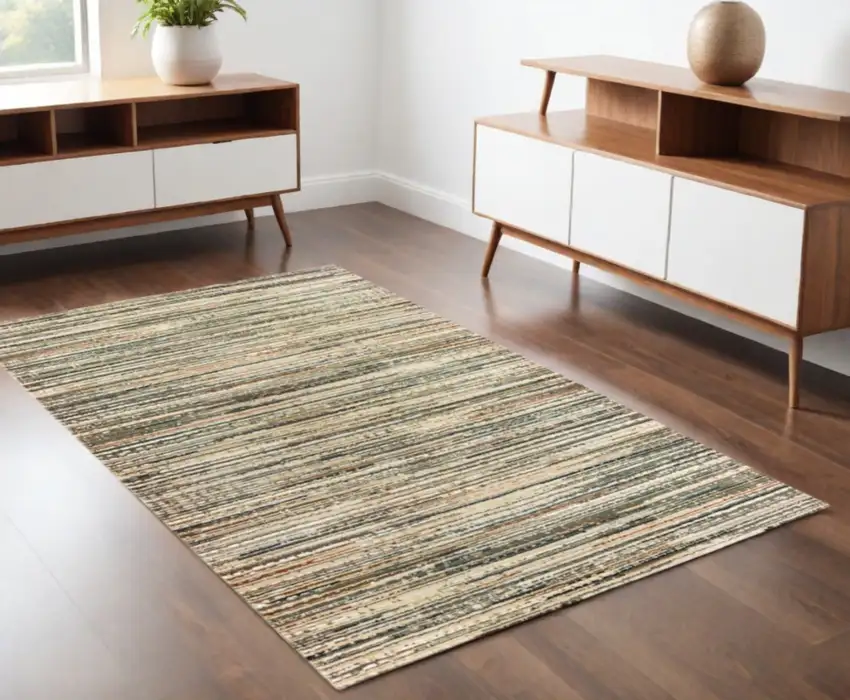 Ivory Sage Abtract Lines Indoor Area Rug Photo 2