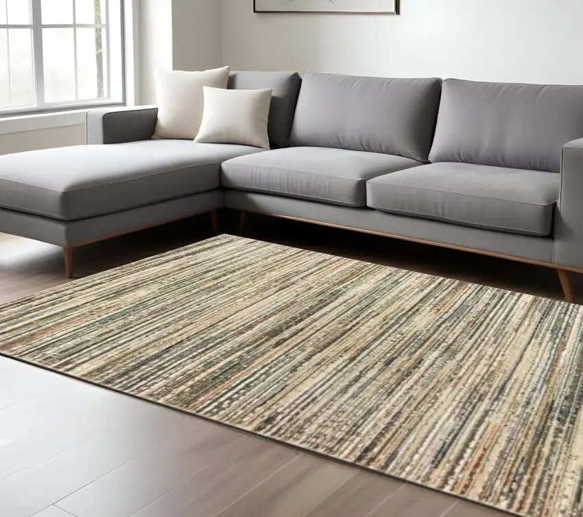 Ivory And Sage Abstract Area Rug Photo 1