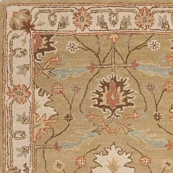 Ivory Sage and Tan Wool Floral Area Rug Photo 5