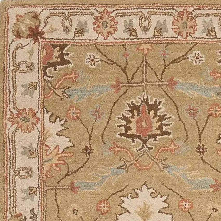 Ivory Sage and Tan Wool Floral Area Rug Photo 5