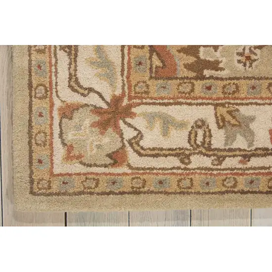Ivory Sage and Tan Wool Floral Area Rug Photo 7