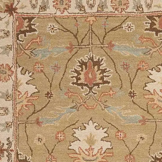 Ivory Sage and Tan Wool Floral Area Rug Photo 3