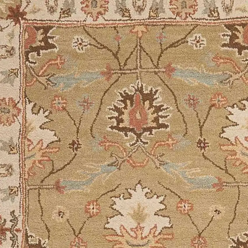 Ivory Sage and Tan Wool Floral Area Rug Photo 3