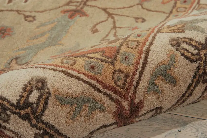 Ivory Sage and Tan Wool Floral Area Rug Photo 7