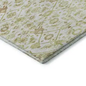 Photo of Ivory Salmon And Artichoke Green Floral Washable Area Rug With UV Protection