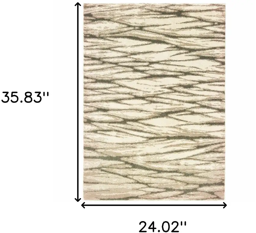 Ivory Sand And Ash Abstract Power Loom Stain Resistant Area Rug Photo 3