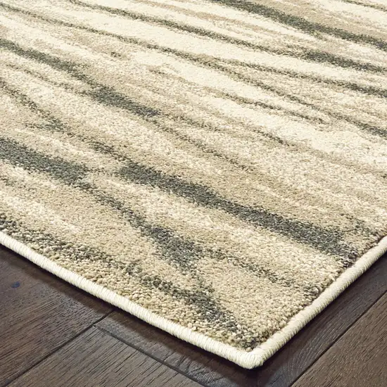 Ivory Sand And Ash Abstract Power Loom Stain Resistant Area Rug Photo 4