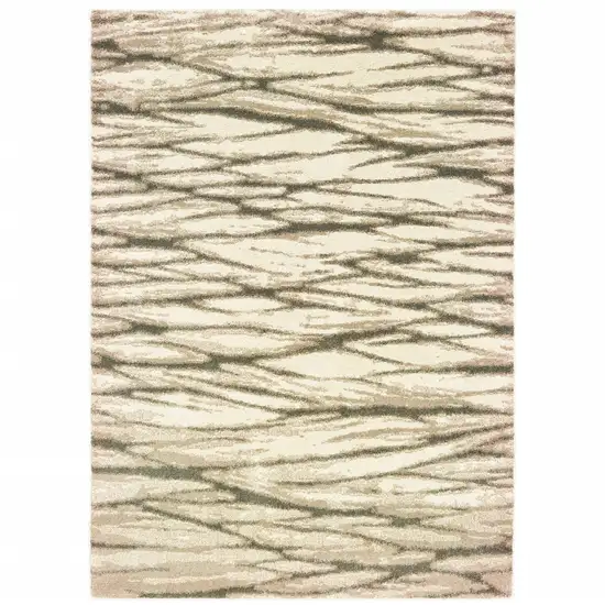 Ivory Sand And Ash Abstract Power Loom Stain Resistant Area Rug Photo 2