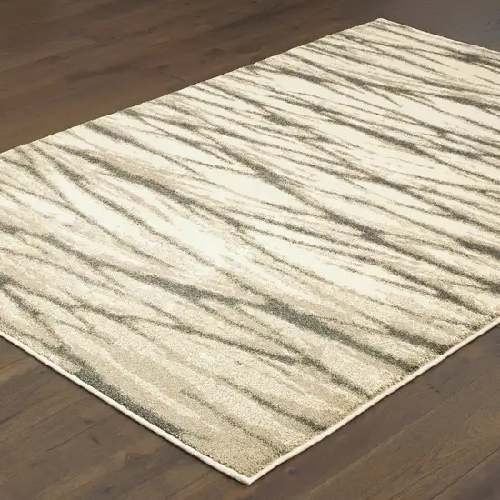 Ivory Sand And Ash Abstract Power Loom Stain Resistant Area Rug Photo 5