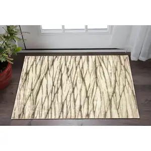 Photo of Ivory Sand And Ash Abstract Power Loom Stain Resistant Area Rug