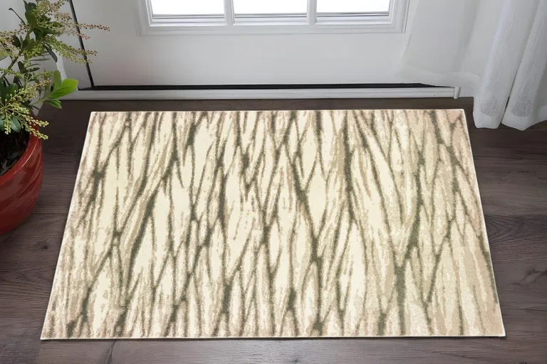 Ivory Sand And Ash Abstract Power Loom Stain Resistant Area Rug Photo 1