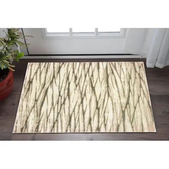Ivory Sand And Ash Abstract Power Loom Stain Resistant Area Rug Photo 1
