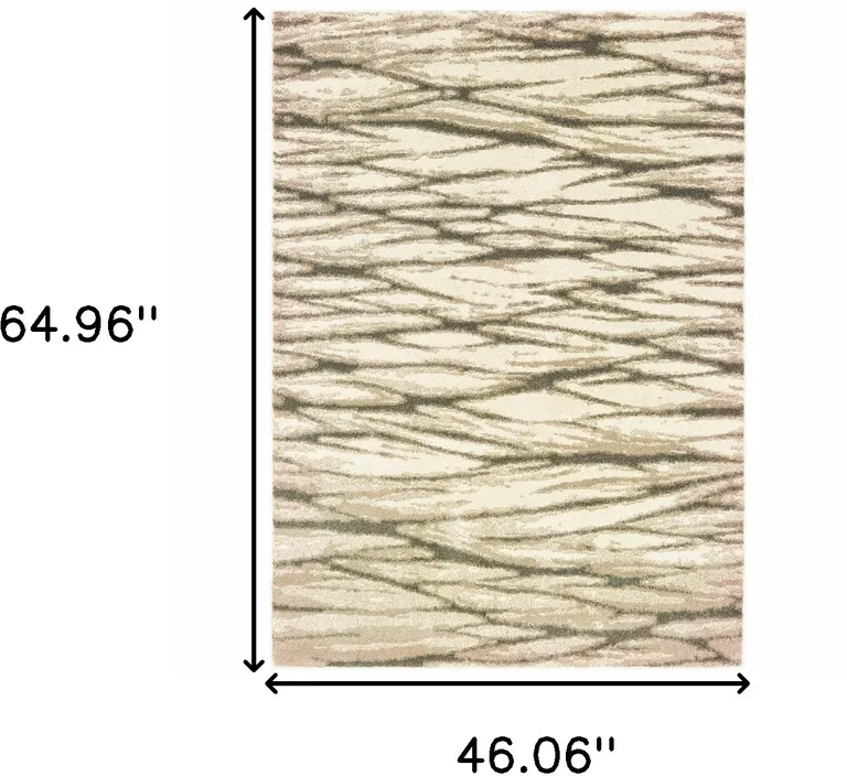 Ivory Sand And Ash Abstract Power Loom Stain Resistant Area Rug Photo 3