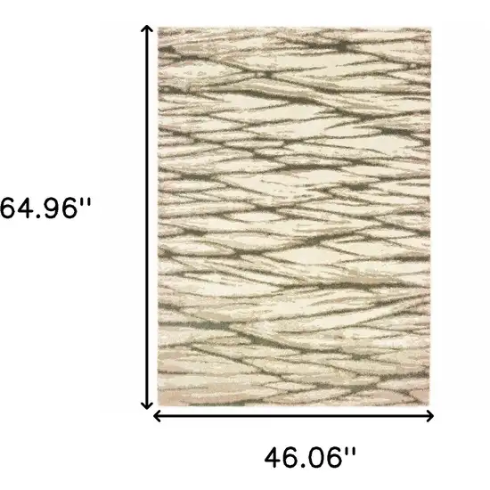 Ivory Sand And Ash Abstract Power Loom Stain Resistant Area Rug Photo 3