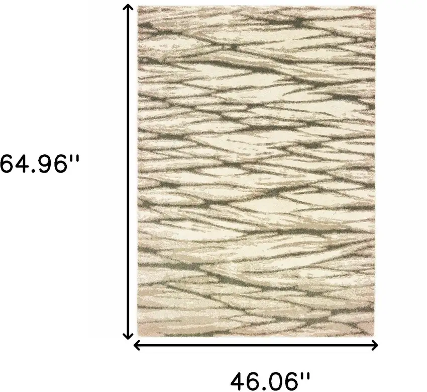 Ivory Sand And Ash Abstract Power Loom Stain Resistant Area Rug Photo 3