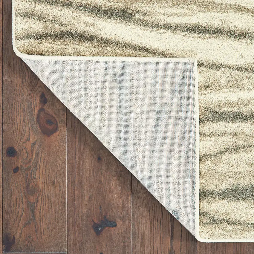 Ivory Sand And Ash Abstract Power Loom Stain Resistant Area Rug Photo 6