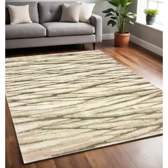 Ivory Sand And Ash Abstract Power Loom Stain Resistant Area Rug Photo 1