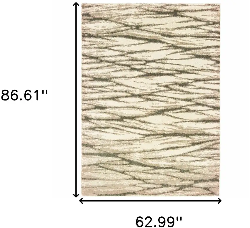 Ivory Sand And Ash Abstract Power Loom Stain Resistant Area Rug Photo 7