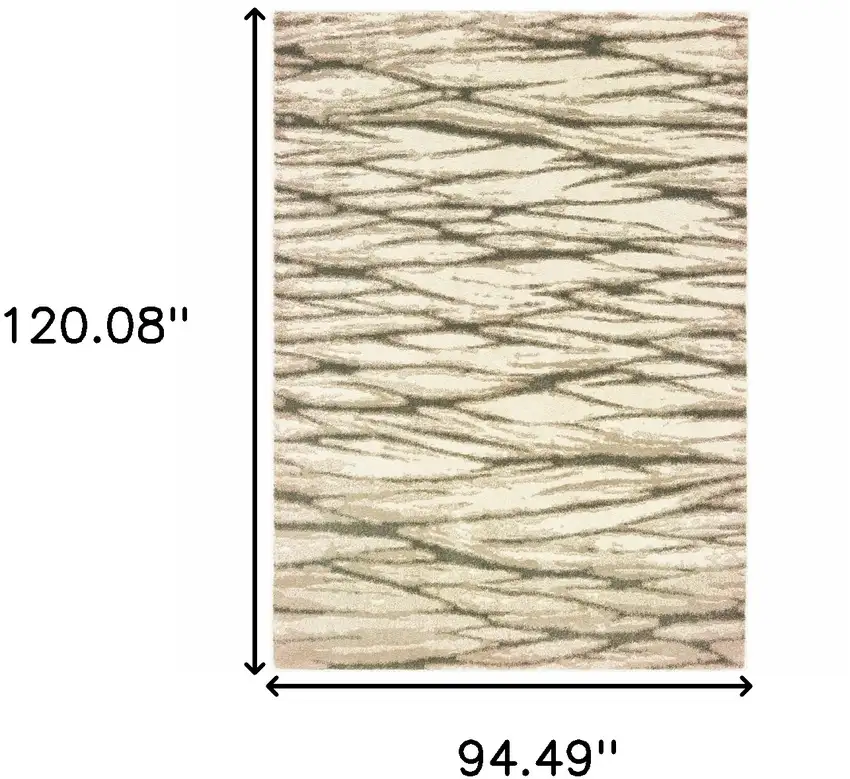 Ivory Sand And Ash Abstract Power Loom Stain Resistant Area Rug Photo 7