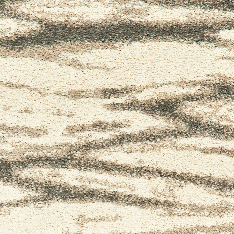Ivory Sand And Ash Abstract Power Loom Stain Resistant Runner Rug Photo 5