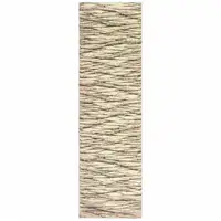 Photo of Ivory Sand And Ash Abstract Power Loom Stain Resistant Runner Rug