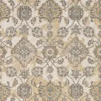 Photo of Ivory Sand Machine Woven Bordered Floral Vines Indoor Area Rug