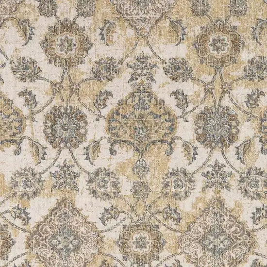 Ivory Beige And Gray Wool Floral Medallion Distressed Area Rug Photo 4