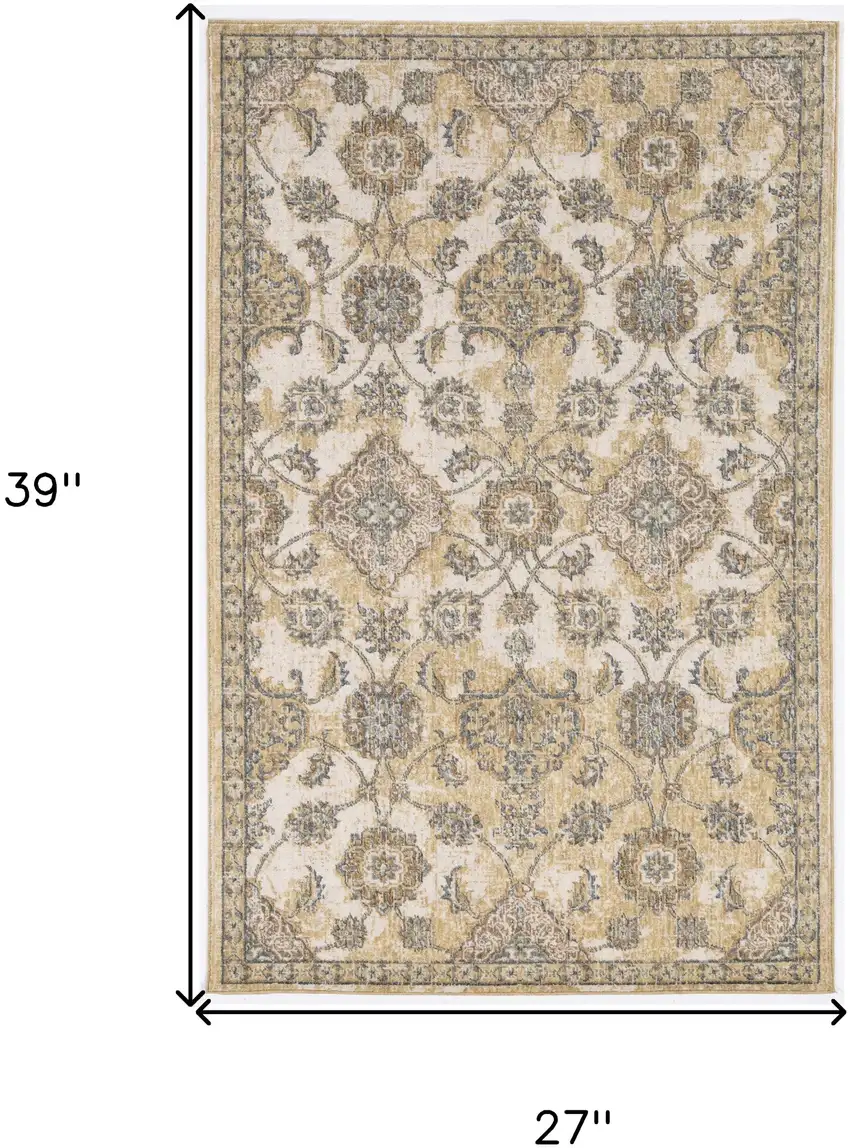 Ivory Sand Vintage Wool Accent Rug Photo 1