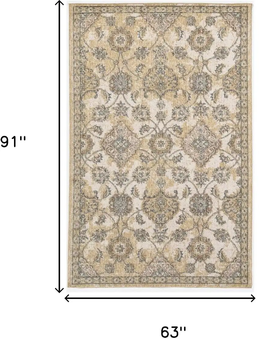 63 X 91 Ivory  Sand Wool Rug Photo 3