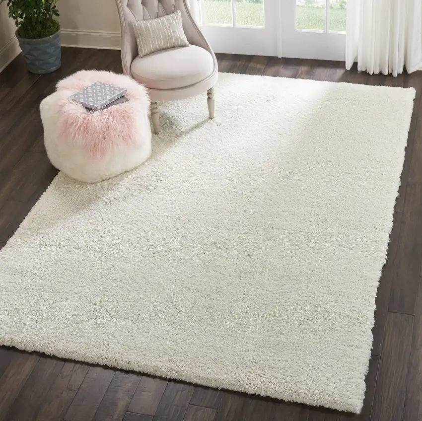 Ivory Shag Area Rug Photo 6