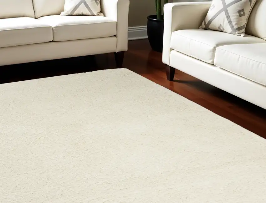 Ivory Shag Area Rug Photo 1