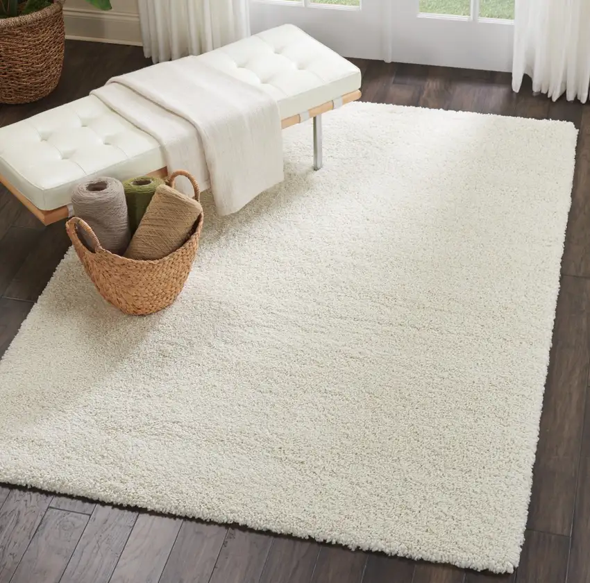 Ivory Shag Area Rug Photo 8