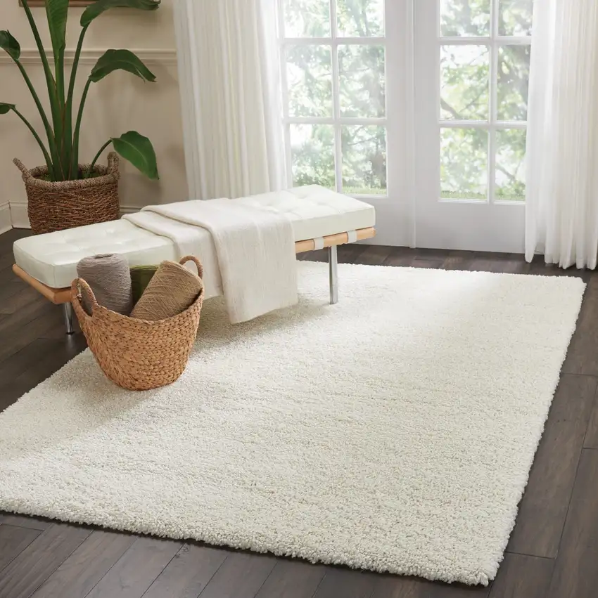 Ivory Shag Area Rug Photo 7